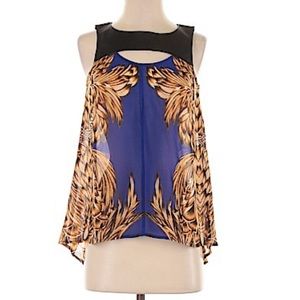 Nicole Miller Faux Leather Neck Top